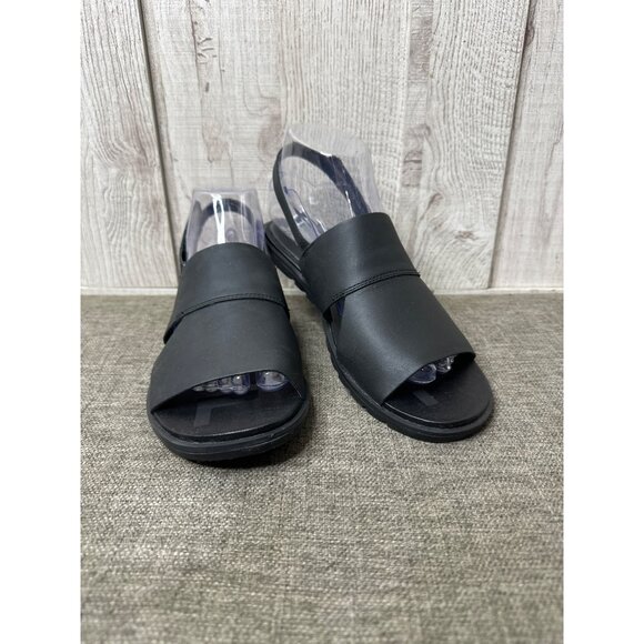 Sorel Womens 8.5 Black Slingback Sandals Flat Open Toe Shoes Summer Casual - Picture 1 of 7
